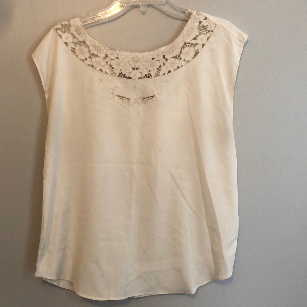 Cream lace detail top